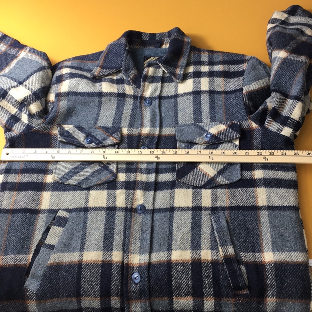 Vintage Outerwear From Sears Blue Plaid Heavy Coat - Picture 11 of 13